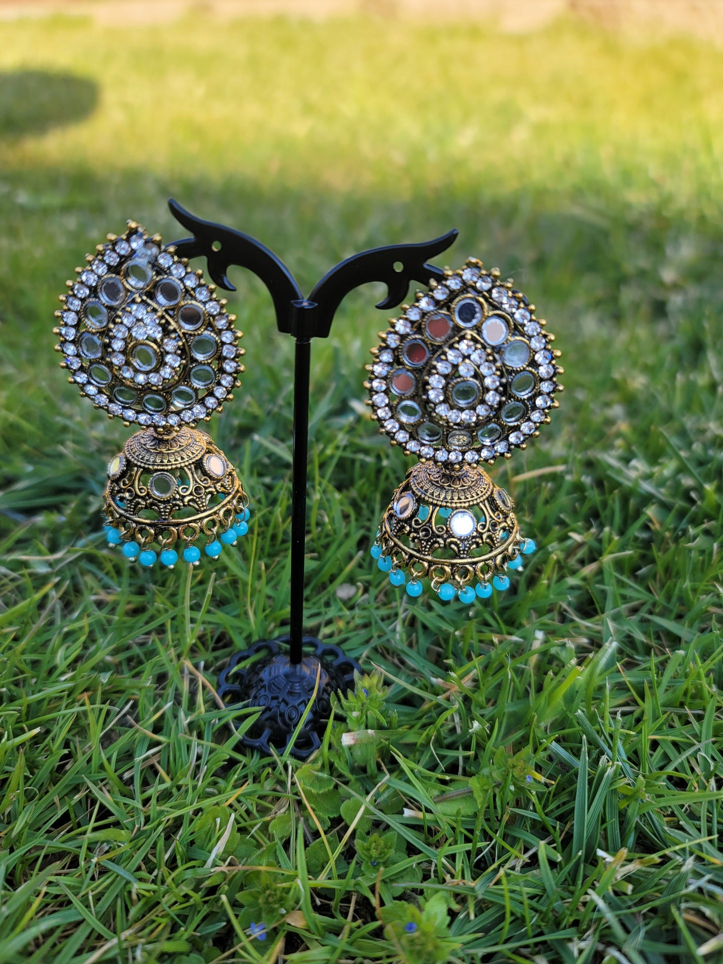 Mirror Jhumki Set