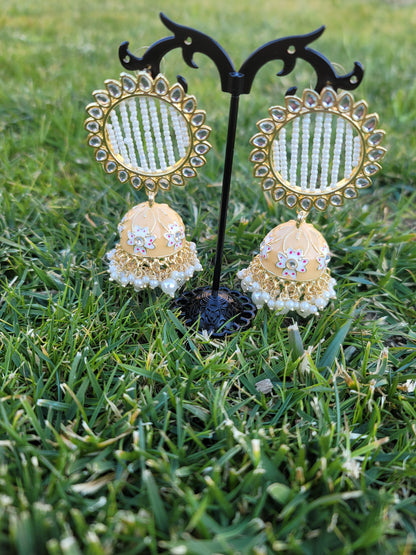 Lightweight Meenakari Jhumki Earrings
