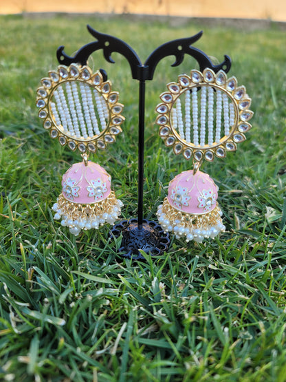 Lightweight Meenakari Jhumki Earrings