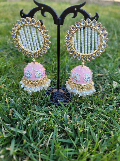 Lightweight Meenakari Jhumki Earrings