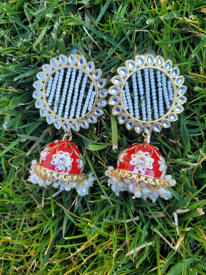 Lightweight Meenakari Jhumki Earrings