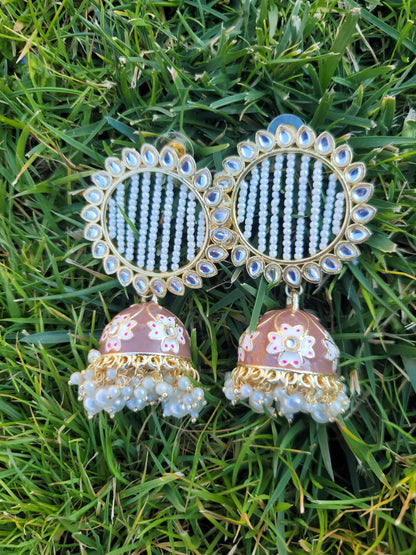 Lightweight Meenakari Jhumki Earrings