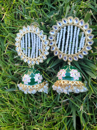 Lightweight Meenakari Jhumki Earrings