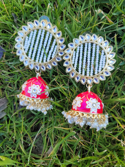 Lightweight Meenakari Jhumki Earrings