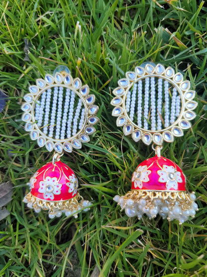 Lightweight Meenakari Jhumki Earrings