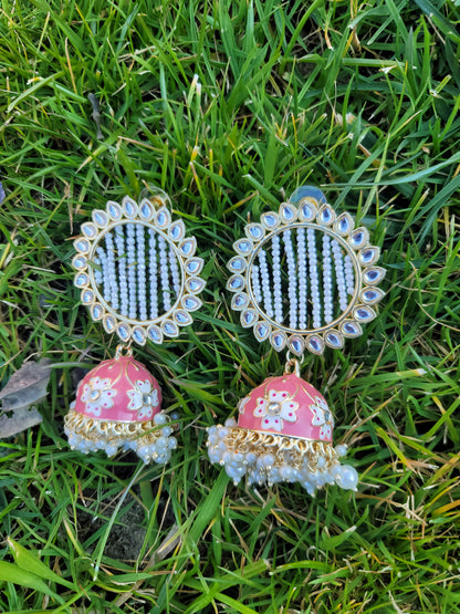 Lightweight Meenakari Jhumki Earrings
