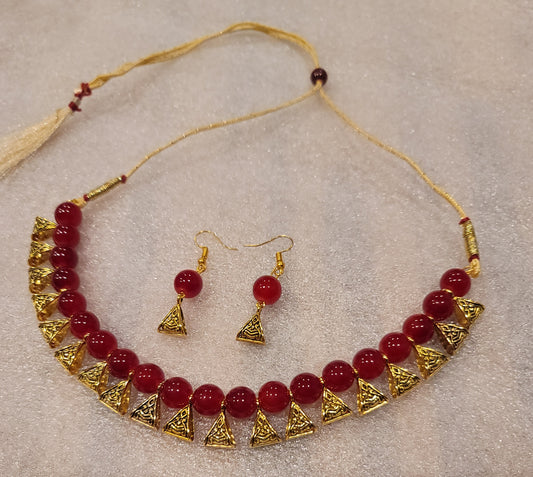 New Design Necklace Set Maroon