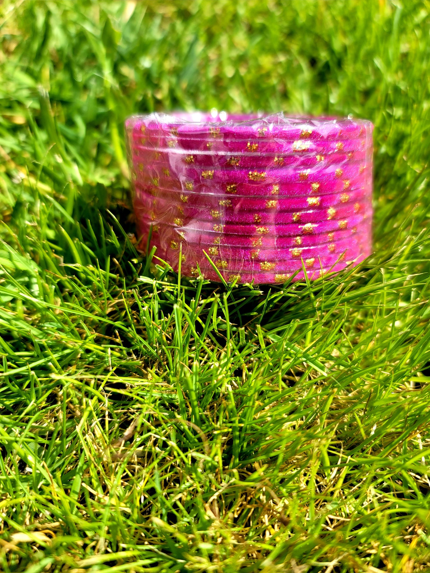 Fancy Glass Bangles (Hot Pink)