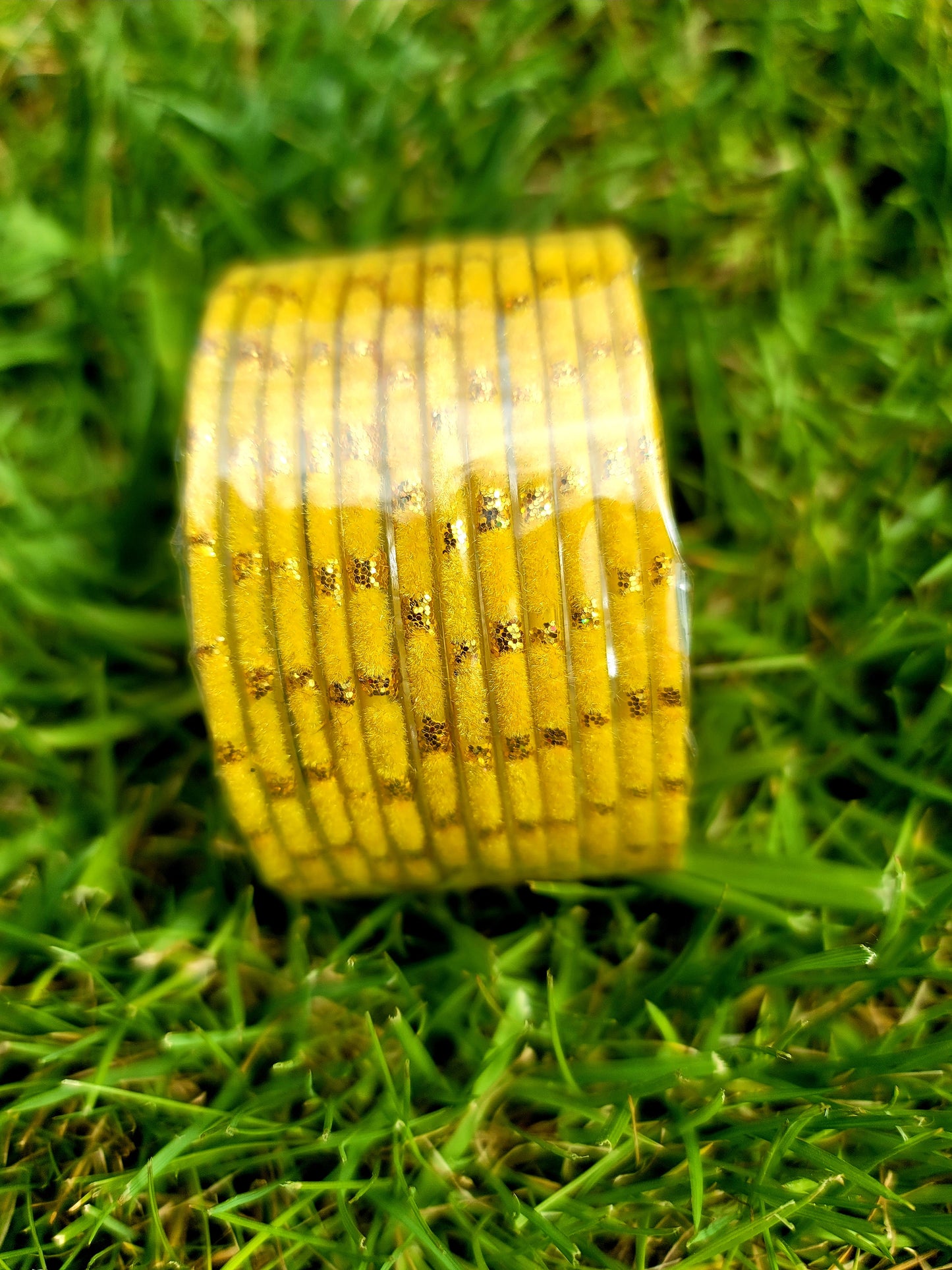 Fancy Glass Bangles (Yellow)