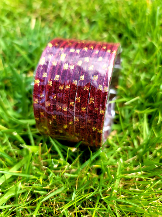 Fancy Glass Bangles (Maroon)