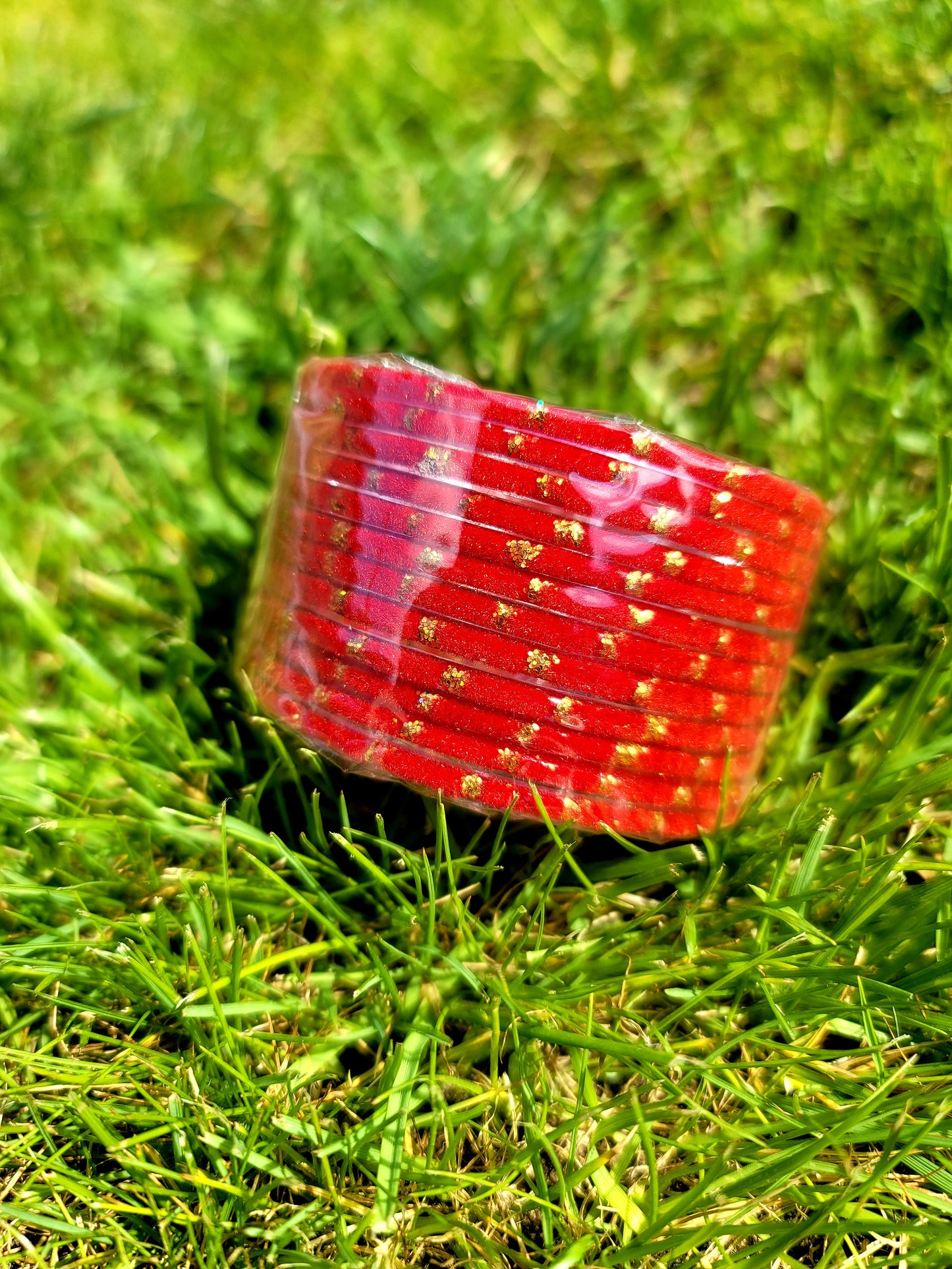 Fancy Glass Bangles (Red)