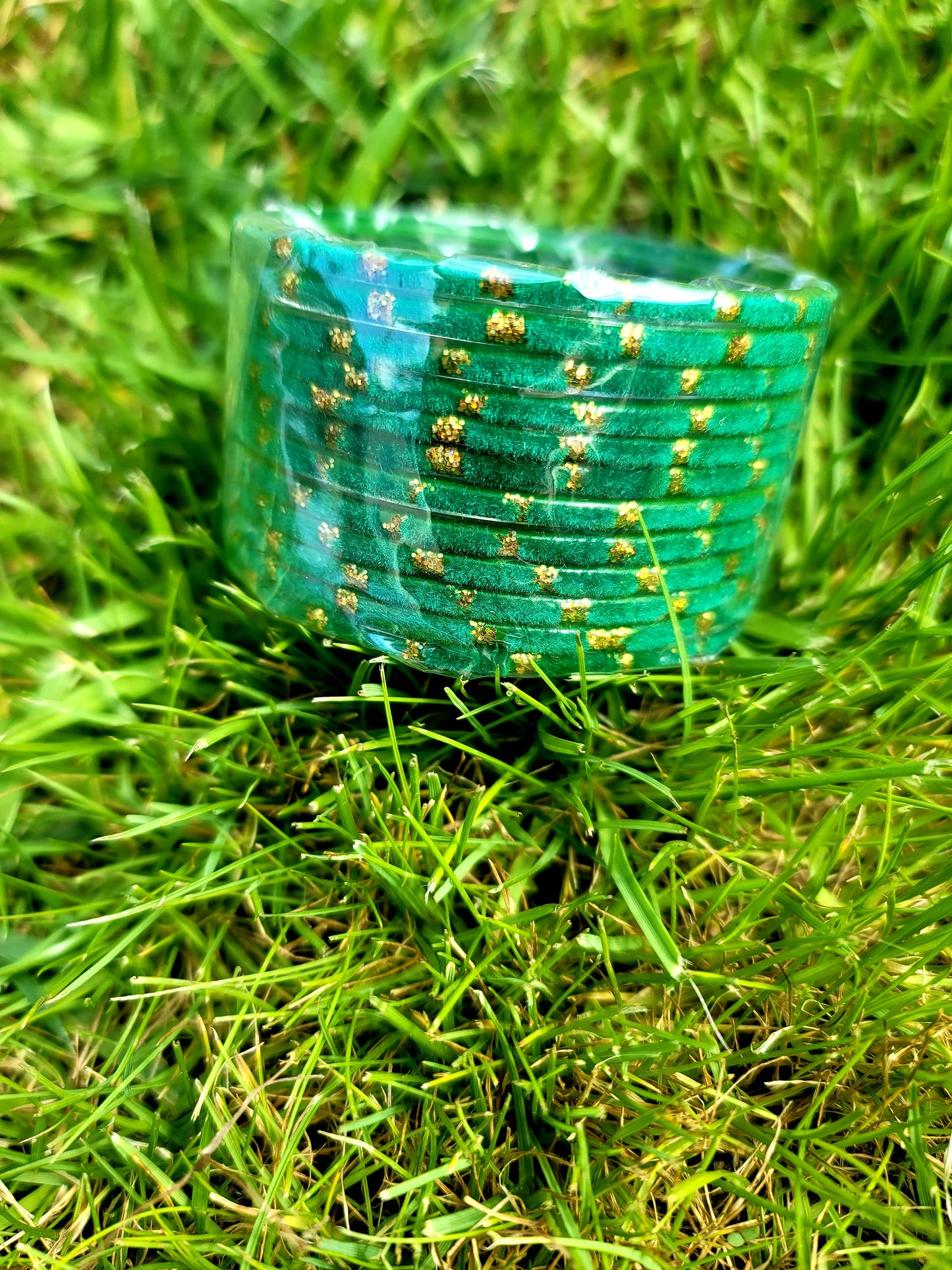 Fancy Glass Bangles (Green)