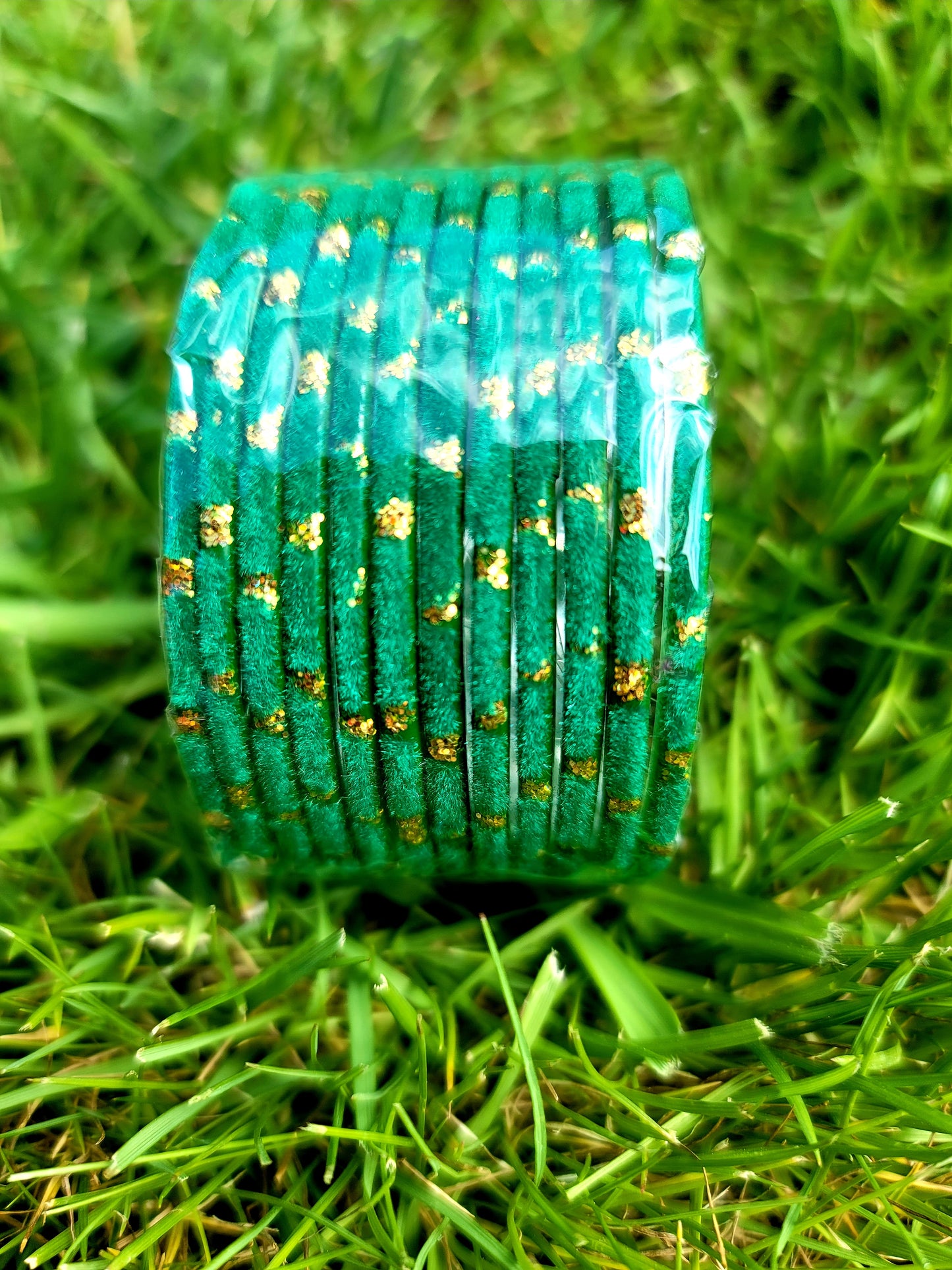 Fancy Glass Bangles (Green)