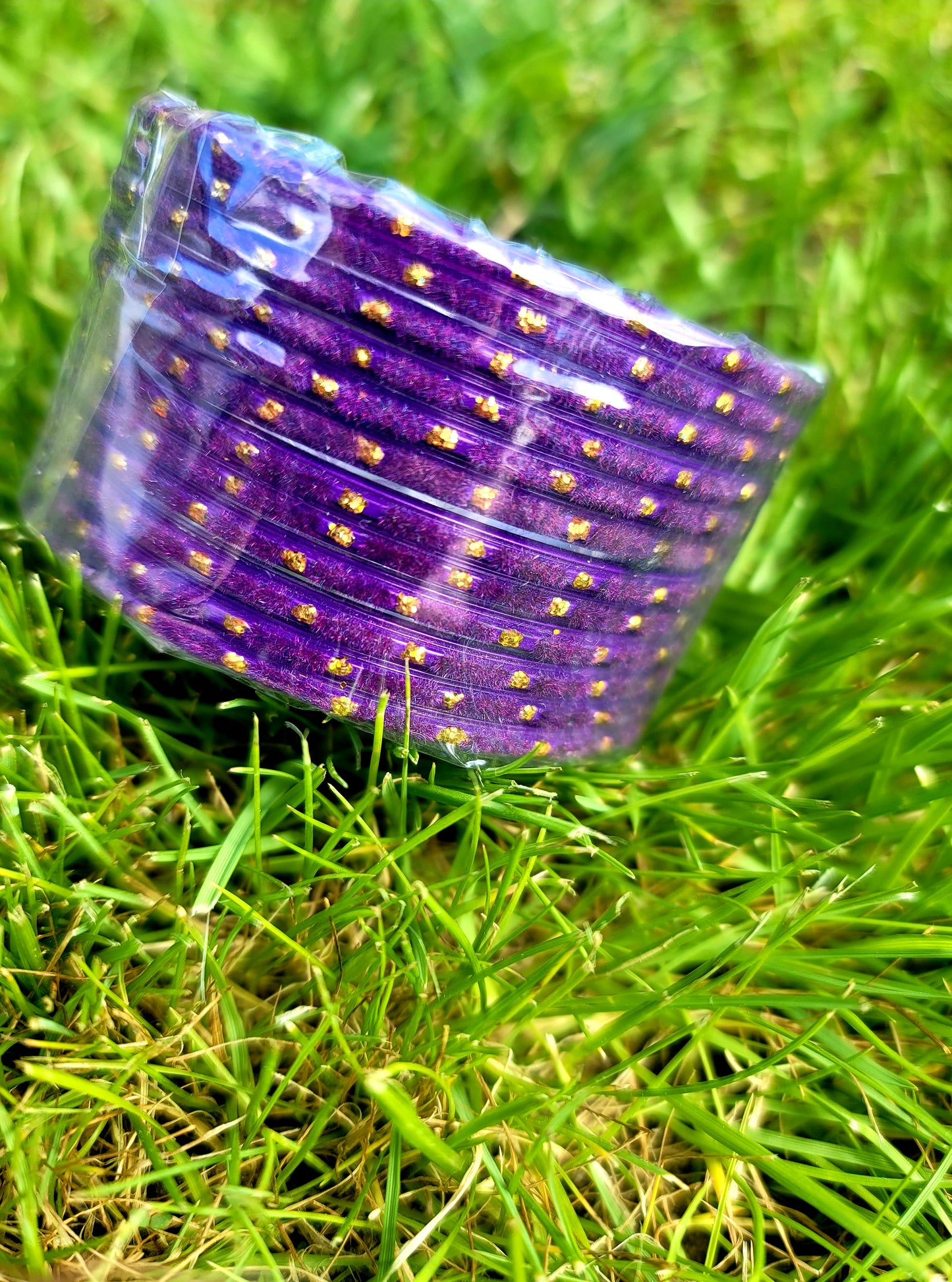 Fancy Glass Bangles (Purple)