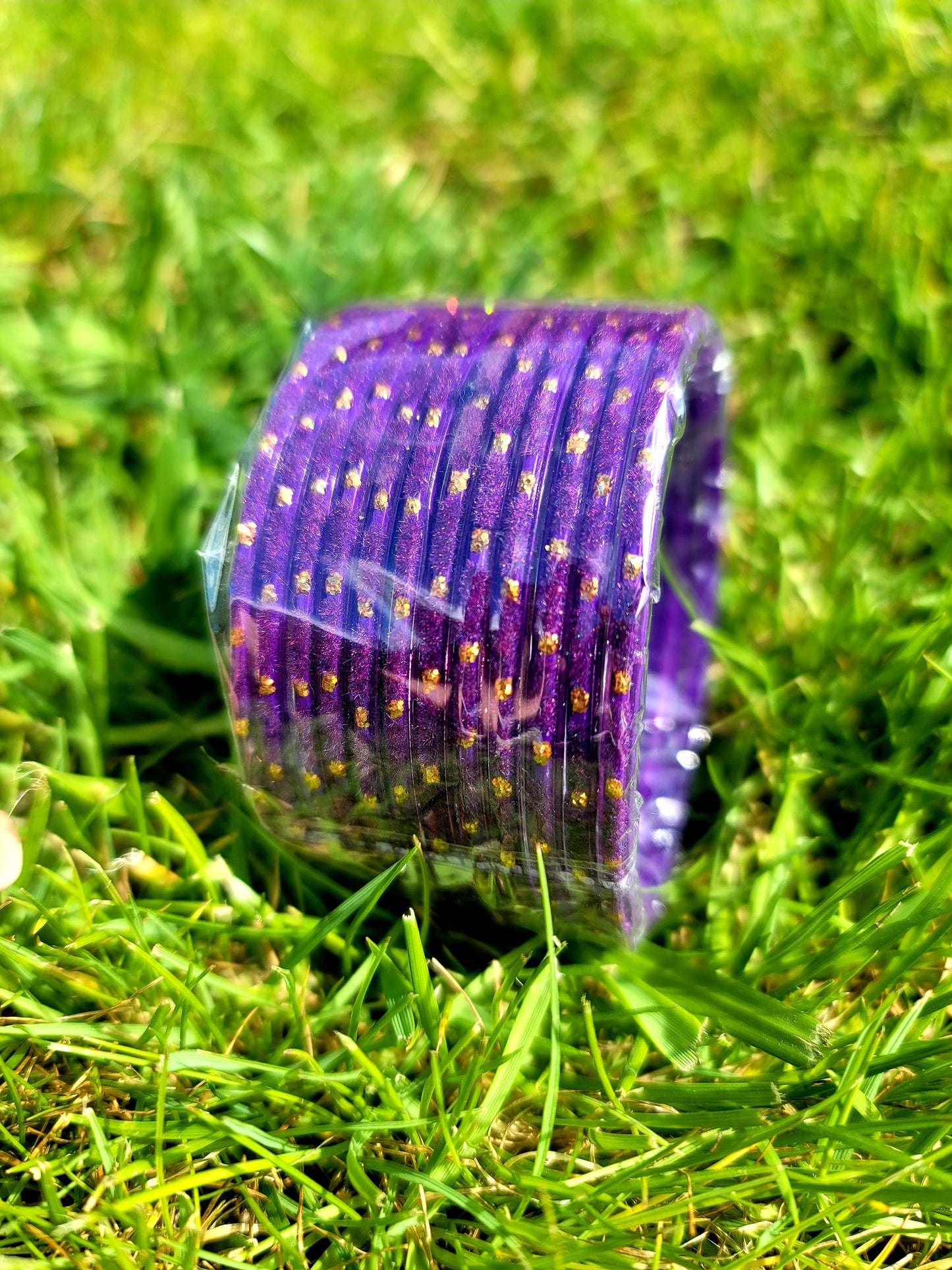 Fancy Glass Bangles (Purple)