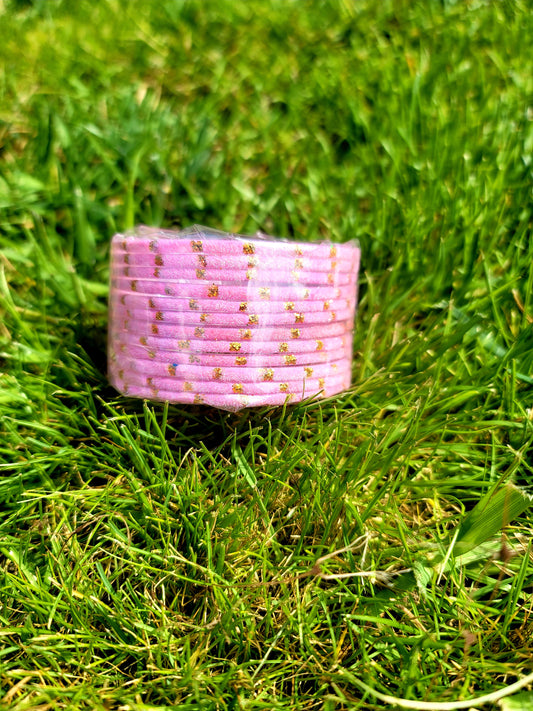 Fancy Glass Bangles (Baby Pink)