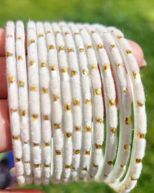 Fancy Glass Bangles (White)