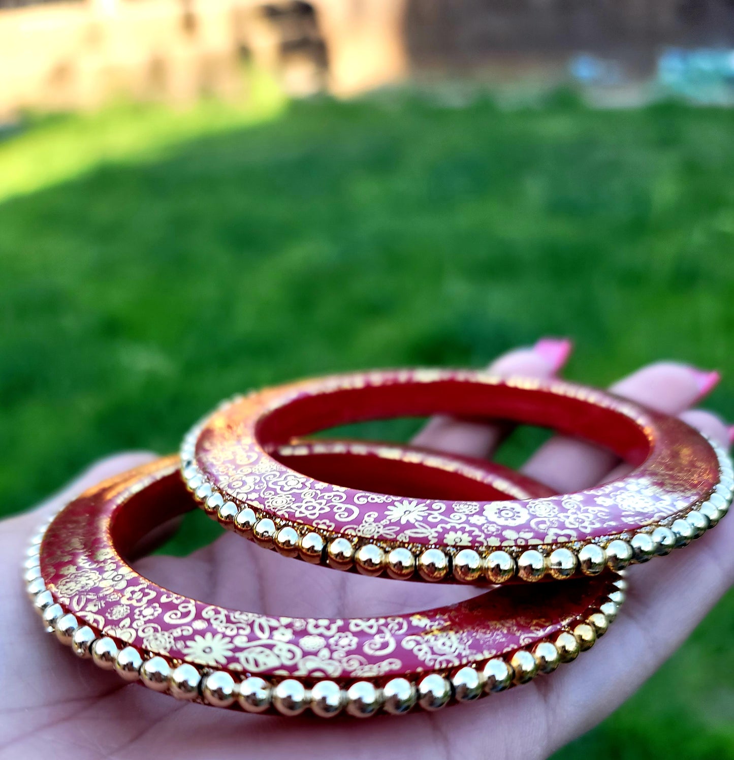 Acrylic Hand Crafted Bangles (Kada) Set Jaipuri