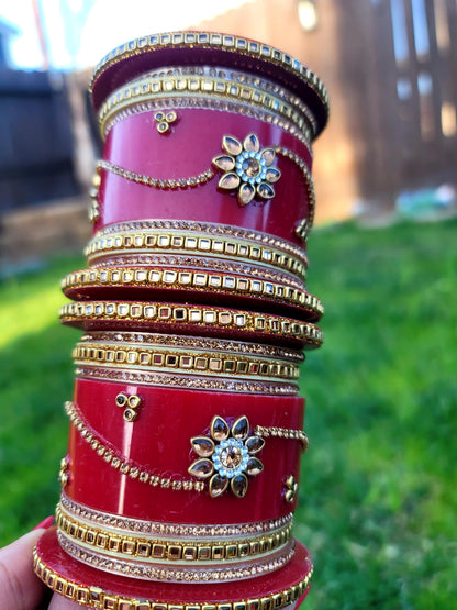 Bridal Acrylic Handmade Chuda (Maroon)