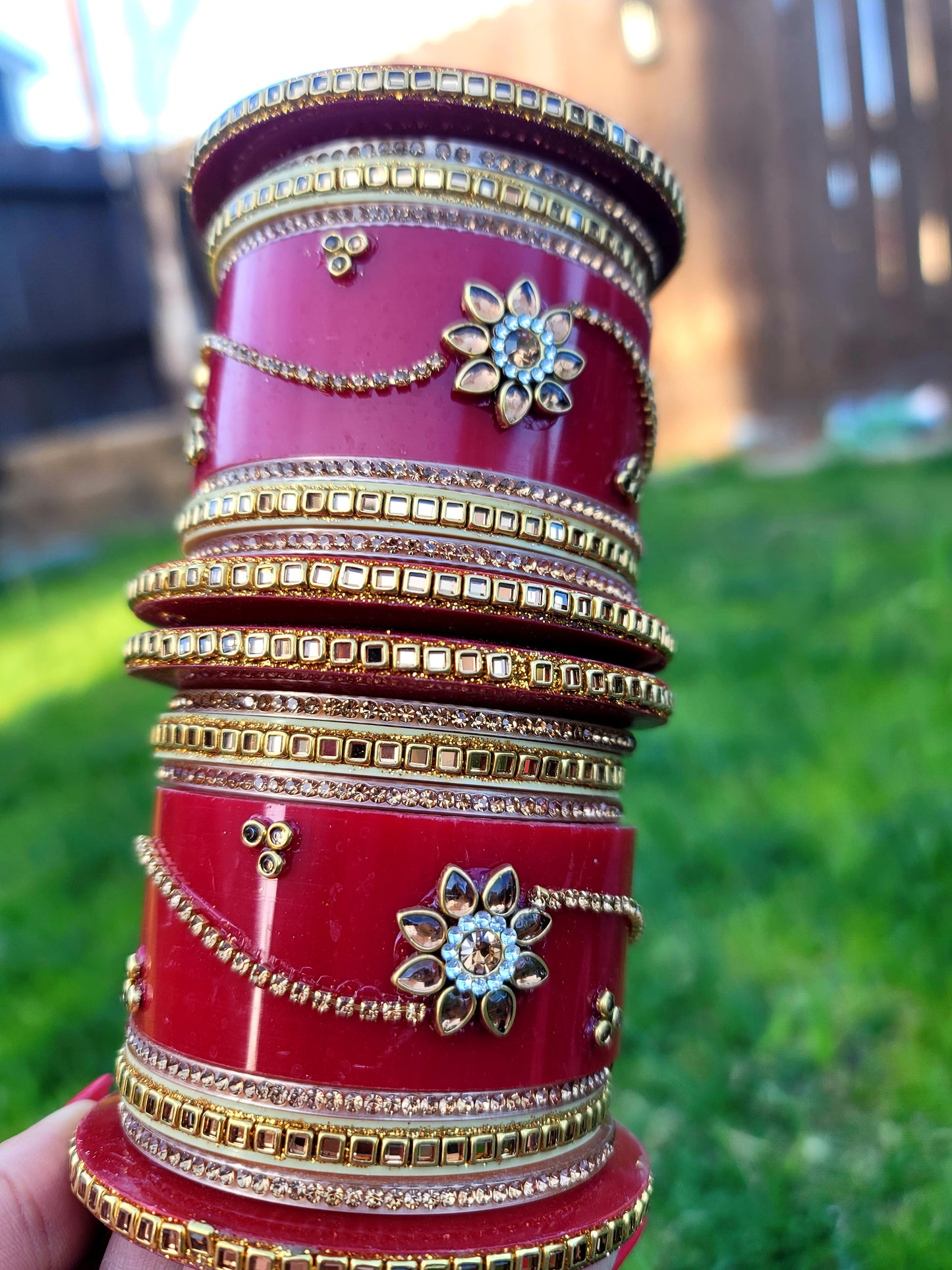 Bridal Acrylic Handmade Chuda (Maroon)