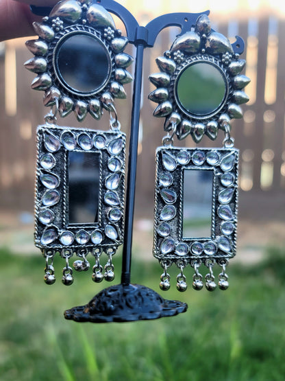 German Oxidized Mirror Earrings