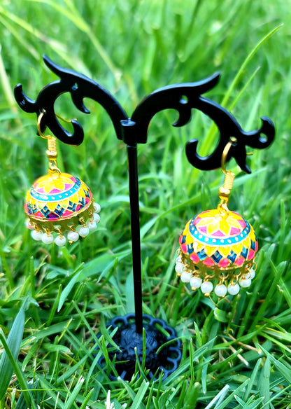 Kids Oversized Meenakari Jhumki Set