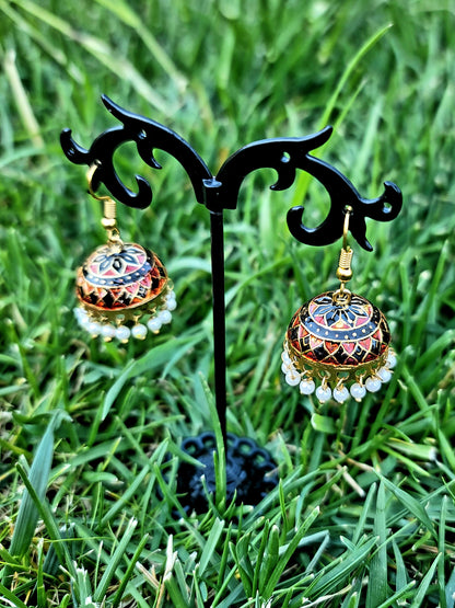 Kids Oversized Meenakari Jhumki Set