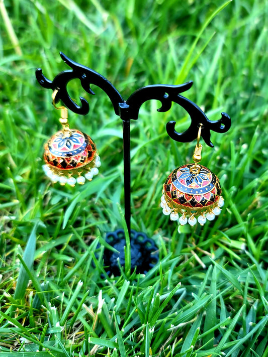 Kids Oversized Meenakari Jhumki Set image 3
