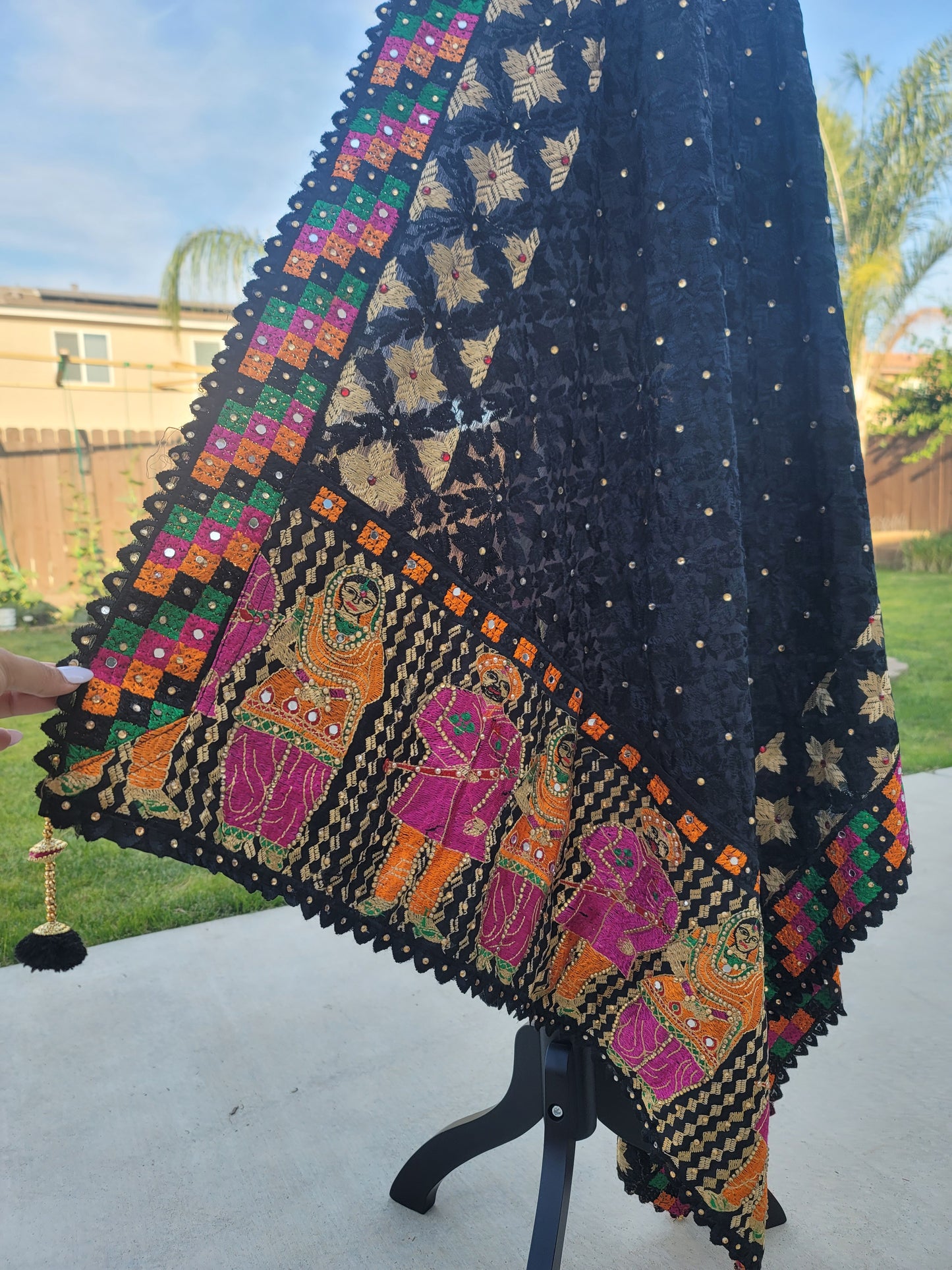 Bride & Groom Designed Hand Embroidered Fulkari Dupatta