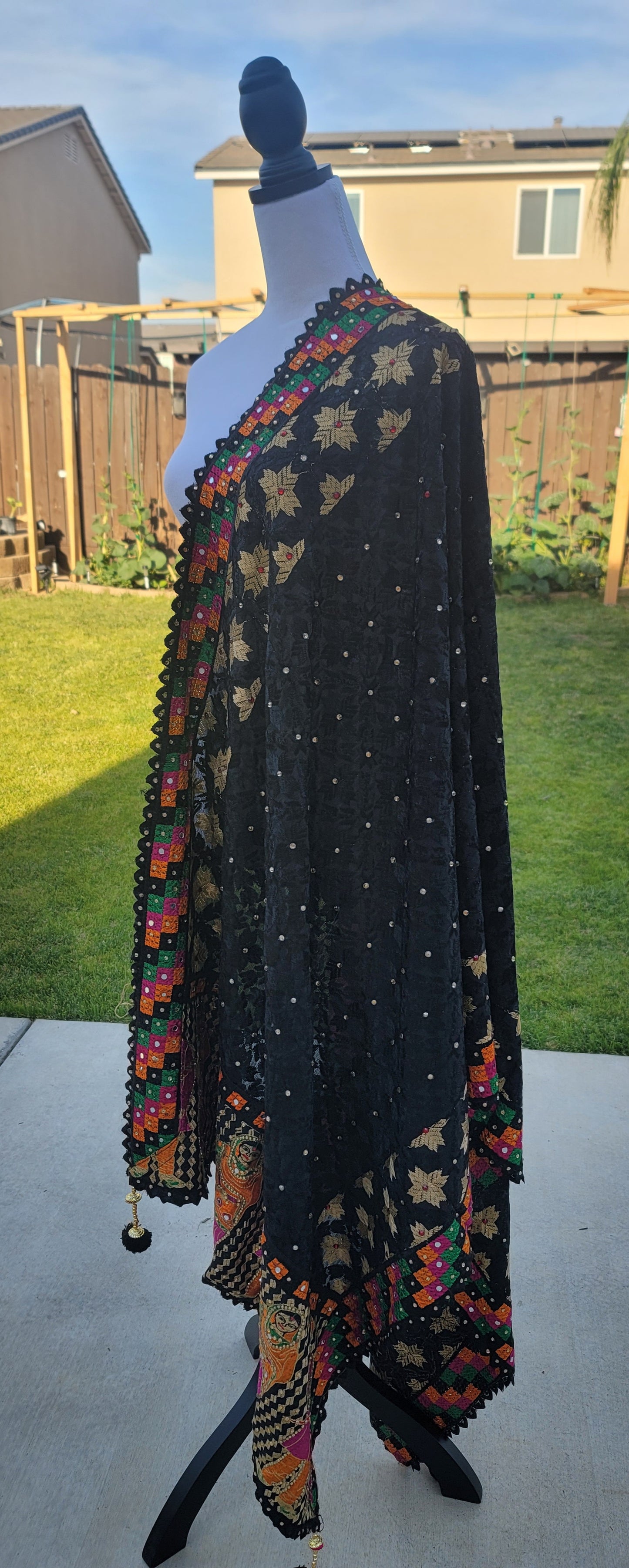 Bride & Groom Designed Hand Embroidered Fulkari Dupatta