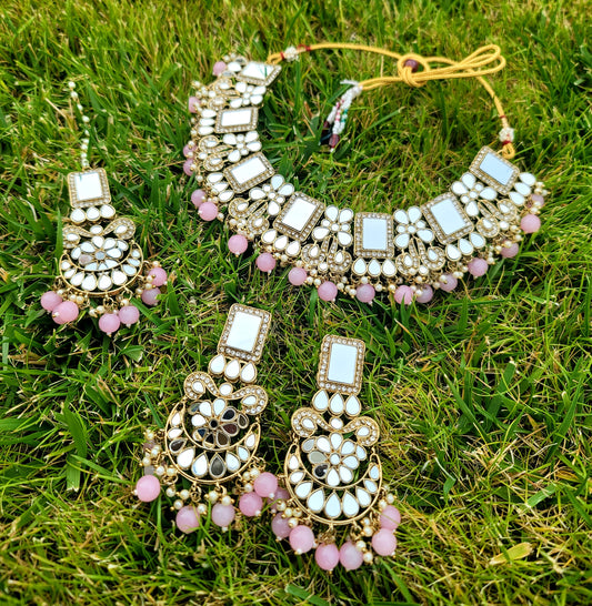 Mirror Necklace Set With American Diamond image 3