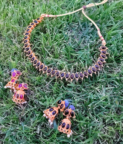 2 in 1 Choker Set With 2 Pairs of Jhumki