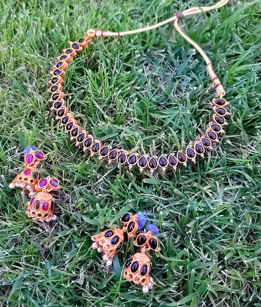 2 in 1 Choker Set With 2 Pairs of Jhumki image 3