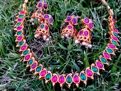 2 in 1 Choker Set With 2 Pairs of Jhumki