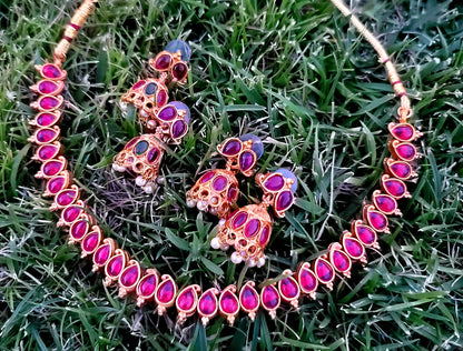 2 in 1 Choker Set With 2 Pairs of Jhumki