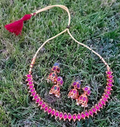 2 in 1 Choker Set With 2 Pairs of Jhumki