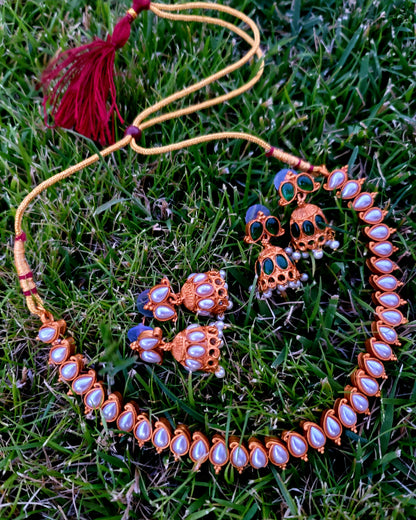 2 in 1 Choker Set With 2 Pairs of Jhumki