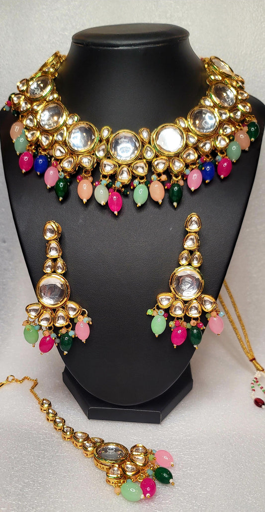 High Quality Designer Meenakari Kundan Necklace Set