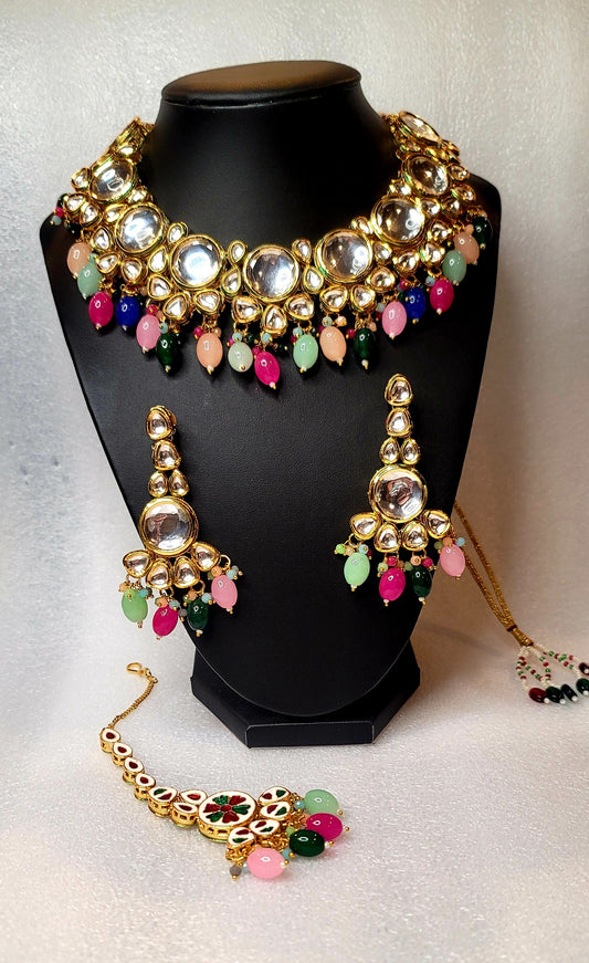 High Quality Designer Meenakari Kundan Necklace Set