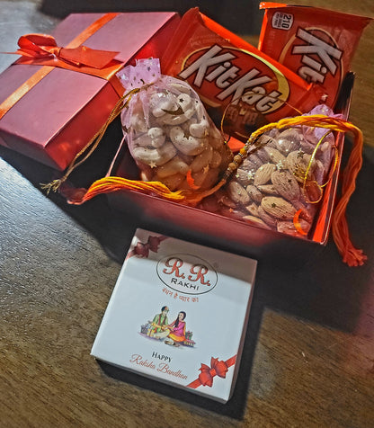 Rakhi Hamper With Rakhi & Dry Fruit (3×4 Inches Pouch)