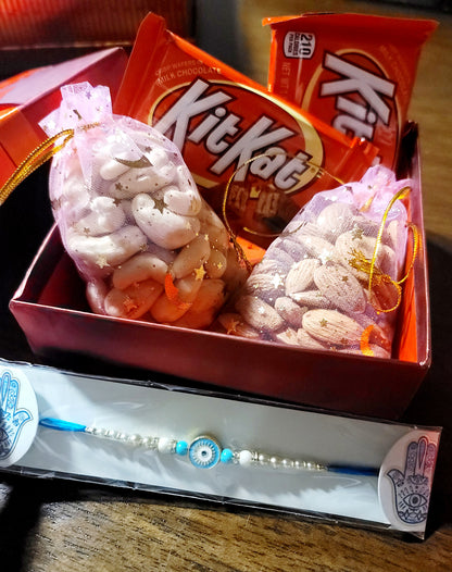 Rakhi Hamper With Rakhi & Dry Fruit (3×4 Inches Pouch)