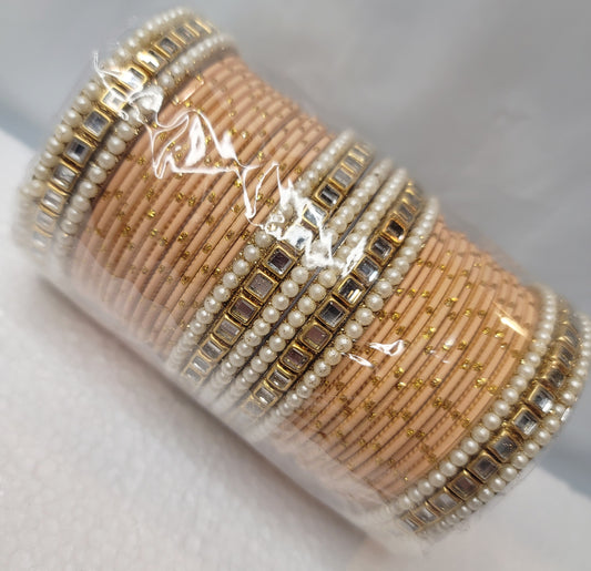 Designer Bangles Set (Peachy Gold)