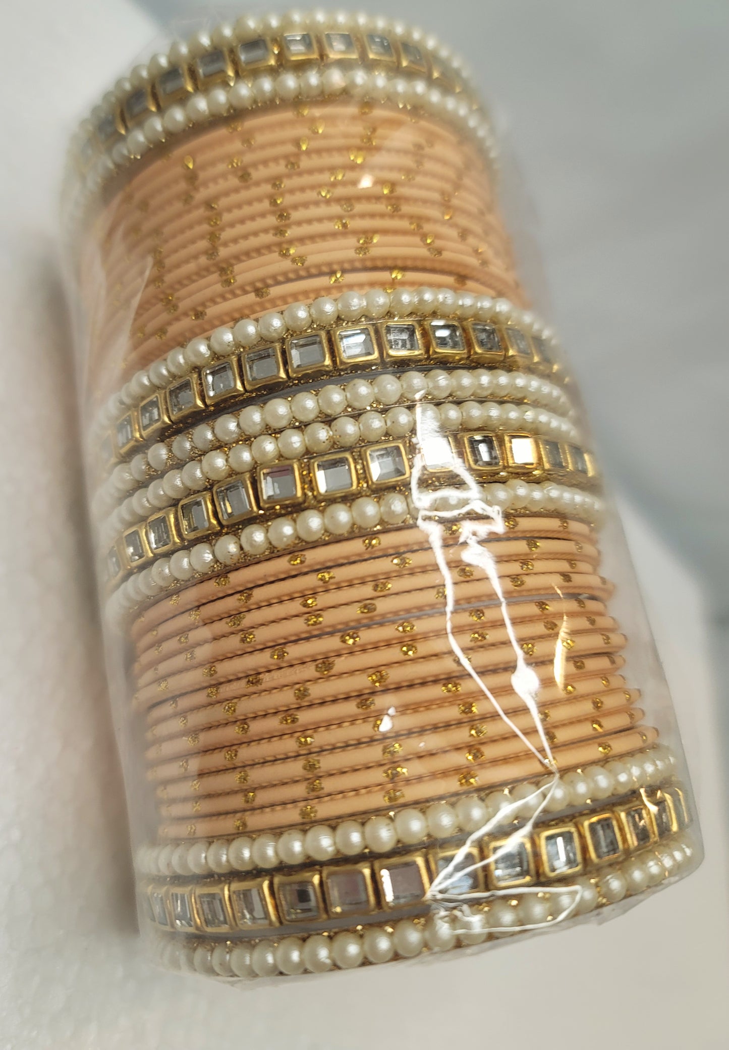 Designer Bangles Set (Peachy Gold)