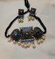 Stylish Black Silver Choker Set With Studs