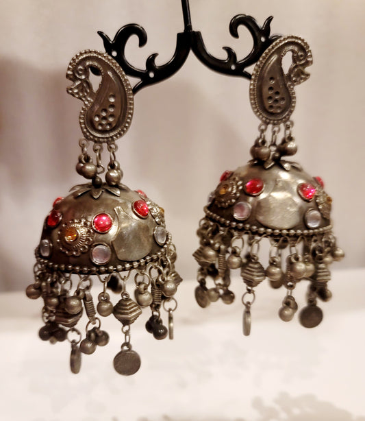 Super Light Oxidized Oversized Banjara Jhumki Set Multi image 3