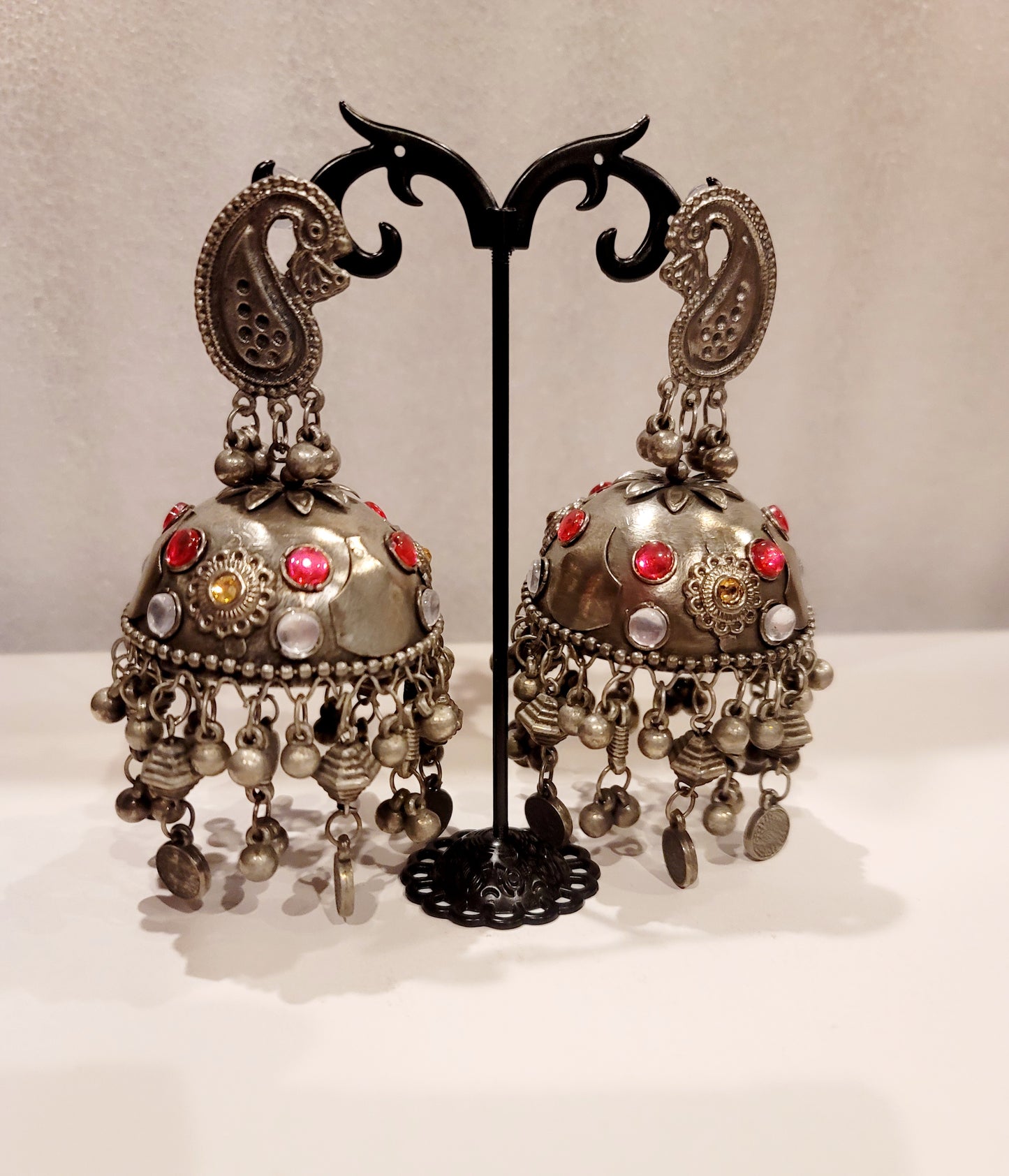 Super Light Oxidized Oversized Banjara Jhumki Set Multi