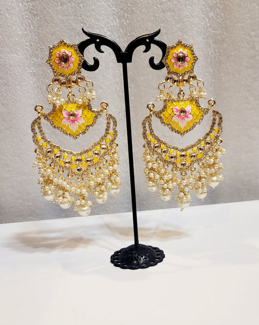Pakistani Chandbali Meenakari earrings