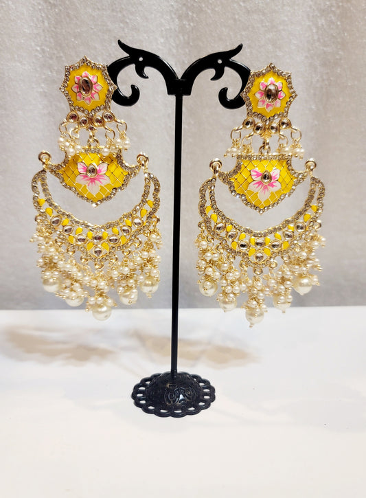 Pakistani Chandbali Meenakari earrings
