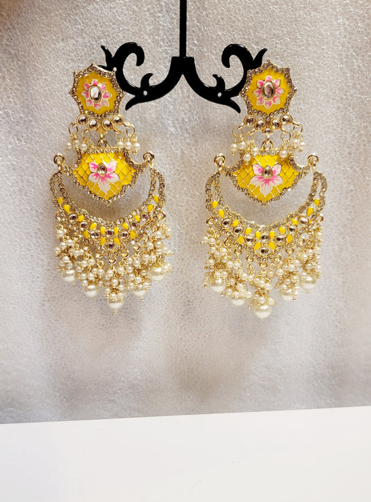 Pakistani Chandbali Meenakari earrings image 3