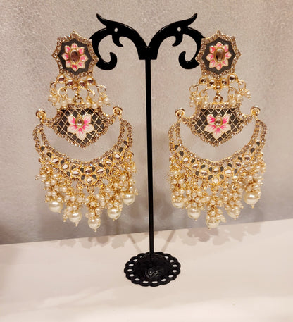 Pakistani Chandbali Meenakari earrings